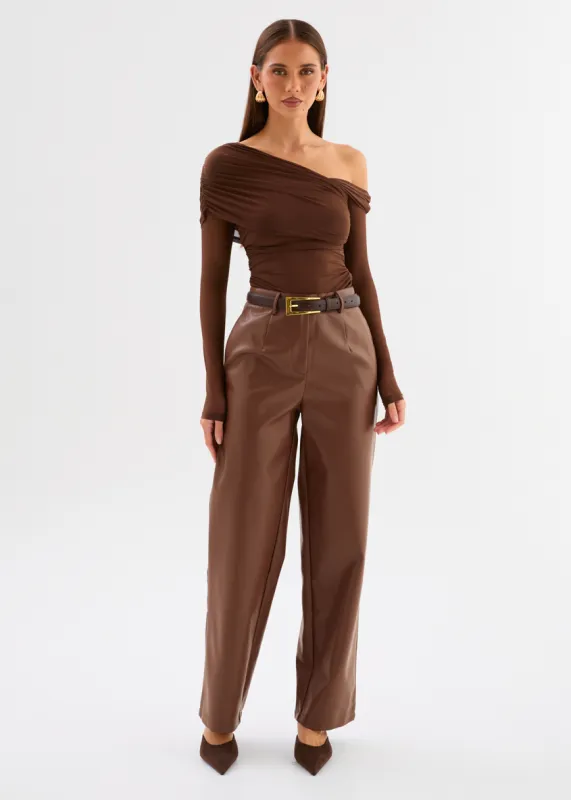 Jordie PU Pants - Chocolate made by Gingham & Heels