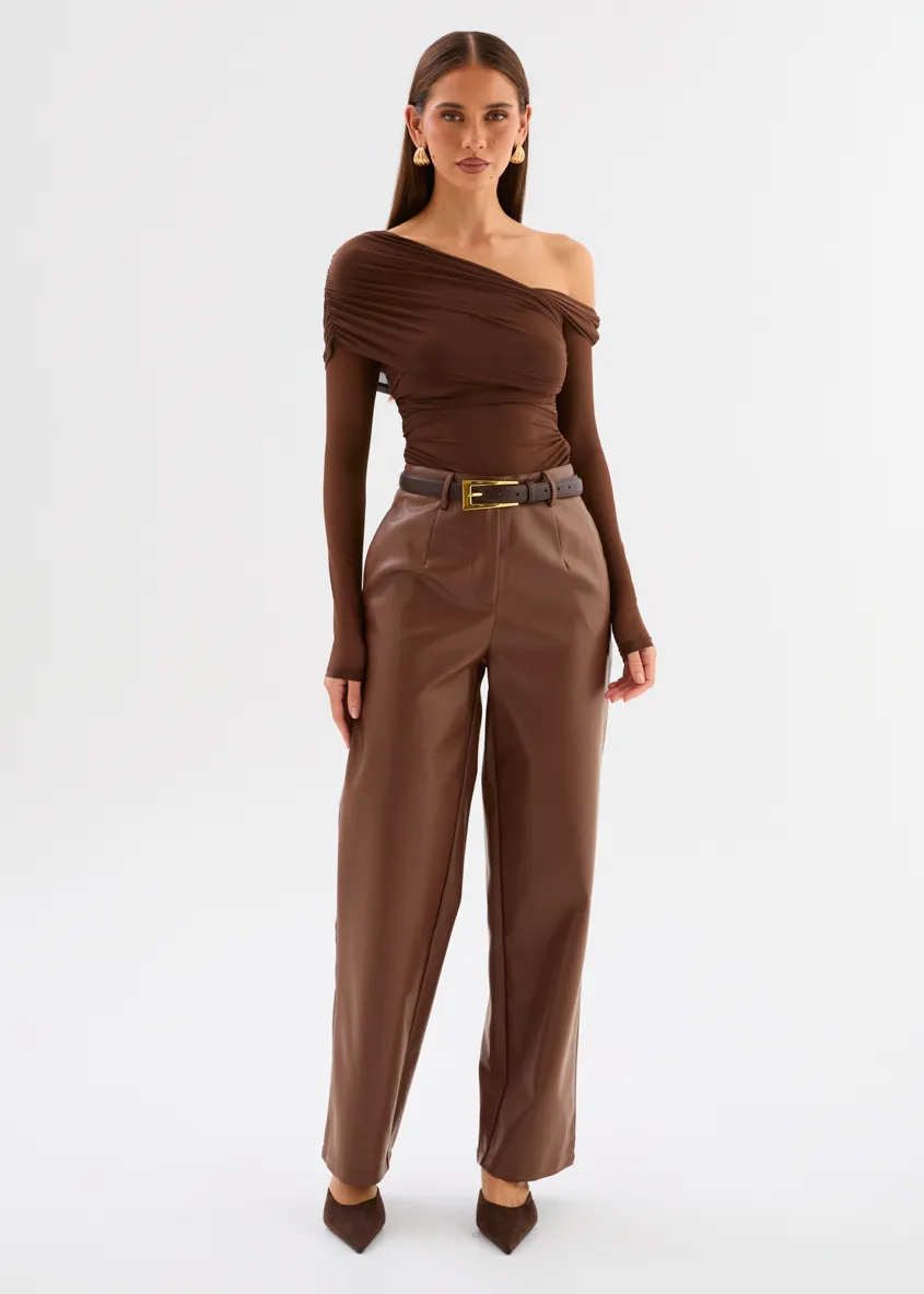 Jordie PU Pants - Chocolate sold by Gingham & Heels
