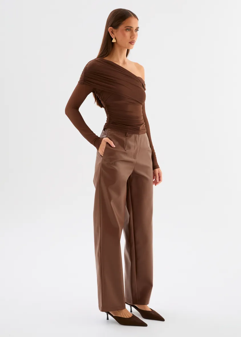Jordie PU Pants - Chocolate sold by Gingham & Heels product image thumbnail 4
