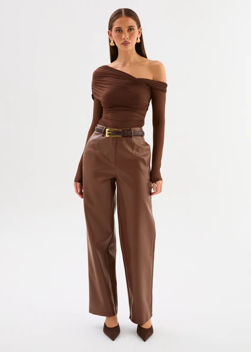 Jordie PU Pants - Chocolate sold by Gingham & Heels product image thumbnail 5
