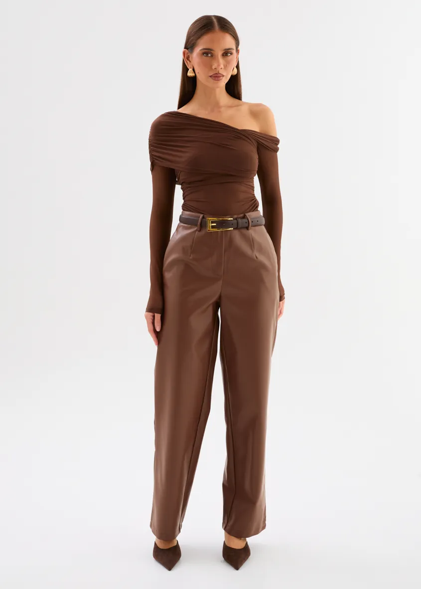 Jordie PU Pants - Chocolate sold by Gingham & Heels product image thumbnail 2