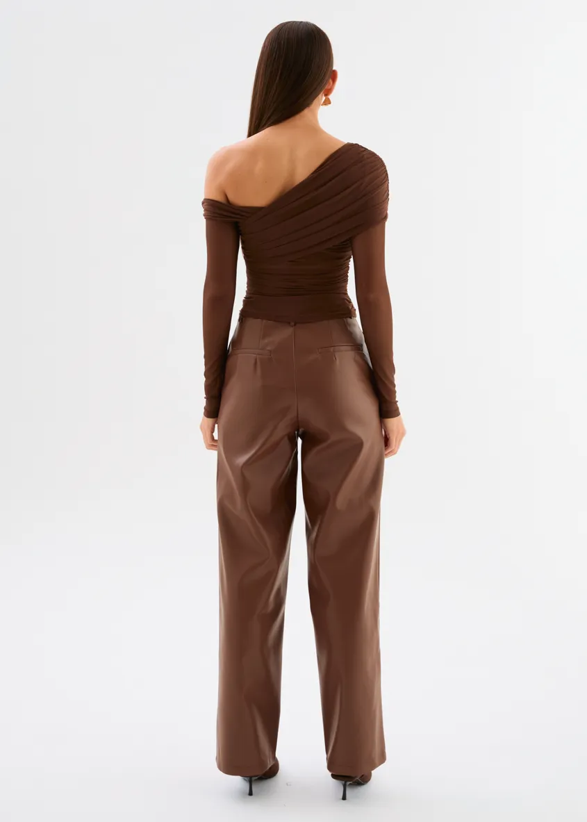 Jordie PU Pants - Chocolate sold by Gingham & Heels product image thumbnail 3
