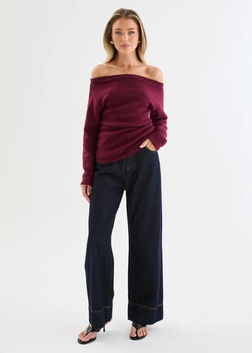 Lucinda Sweater - Burgundy sold by Gingham & Heels product image thumbnail 2