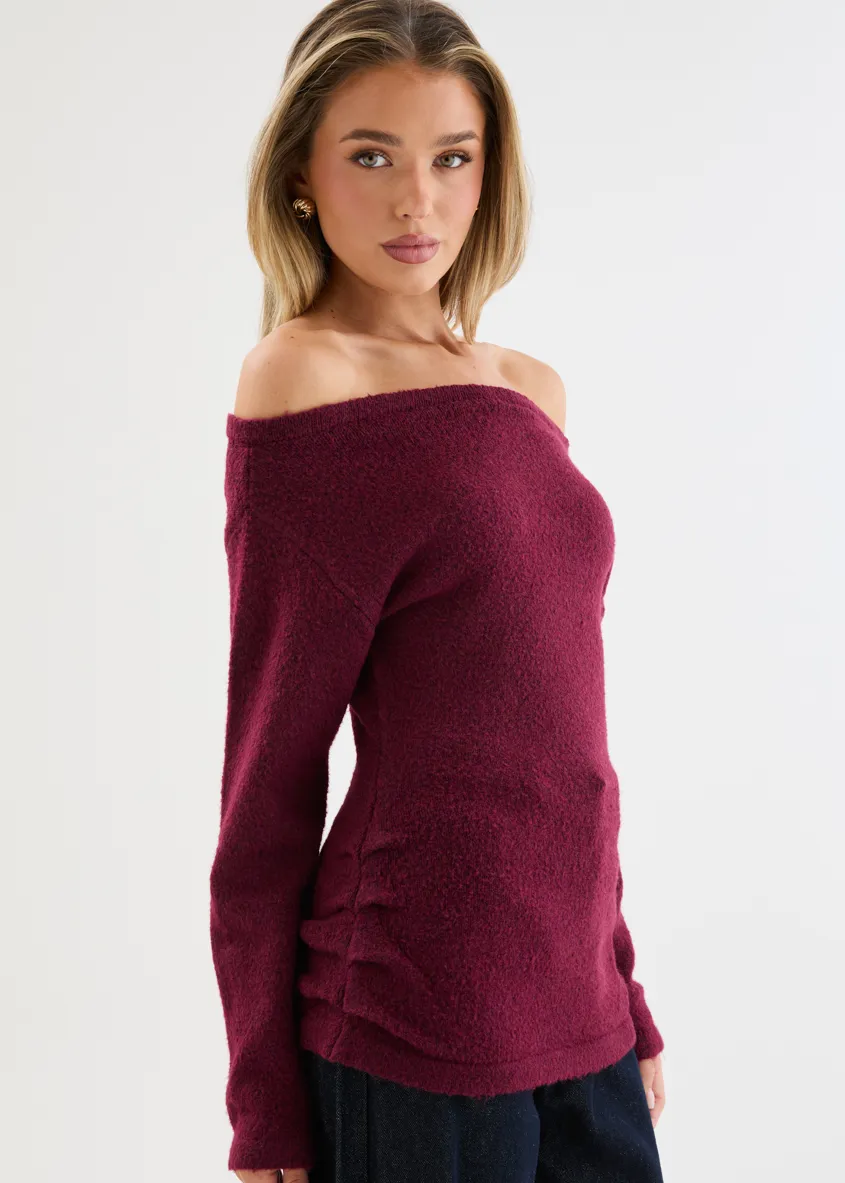 Lucinda Sweater - Burgundy sold by Gingham & Heels product image thumbnail 3