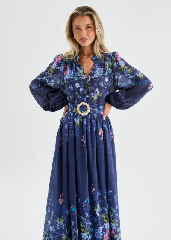 Latecia Blouse - Lapis Floral made by Gingham & Heels