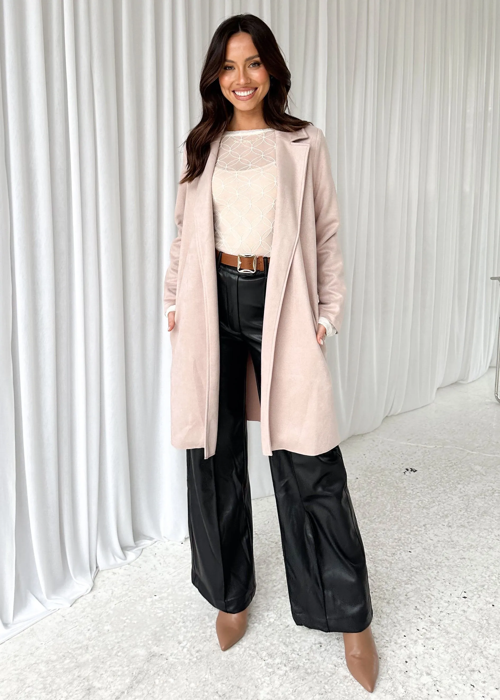 Brooklyn Suede Coatigan - Blush sold by Gingham & Heels product image thumbnail 4