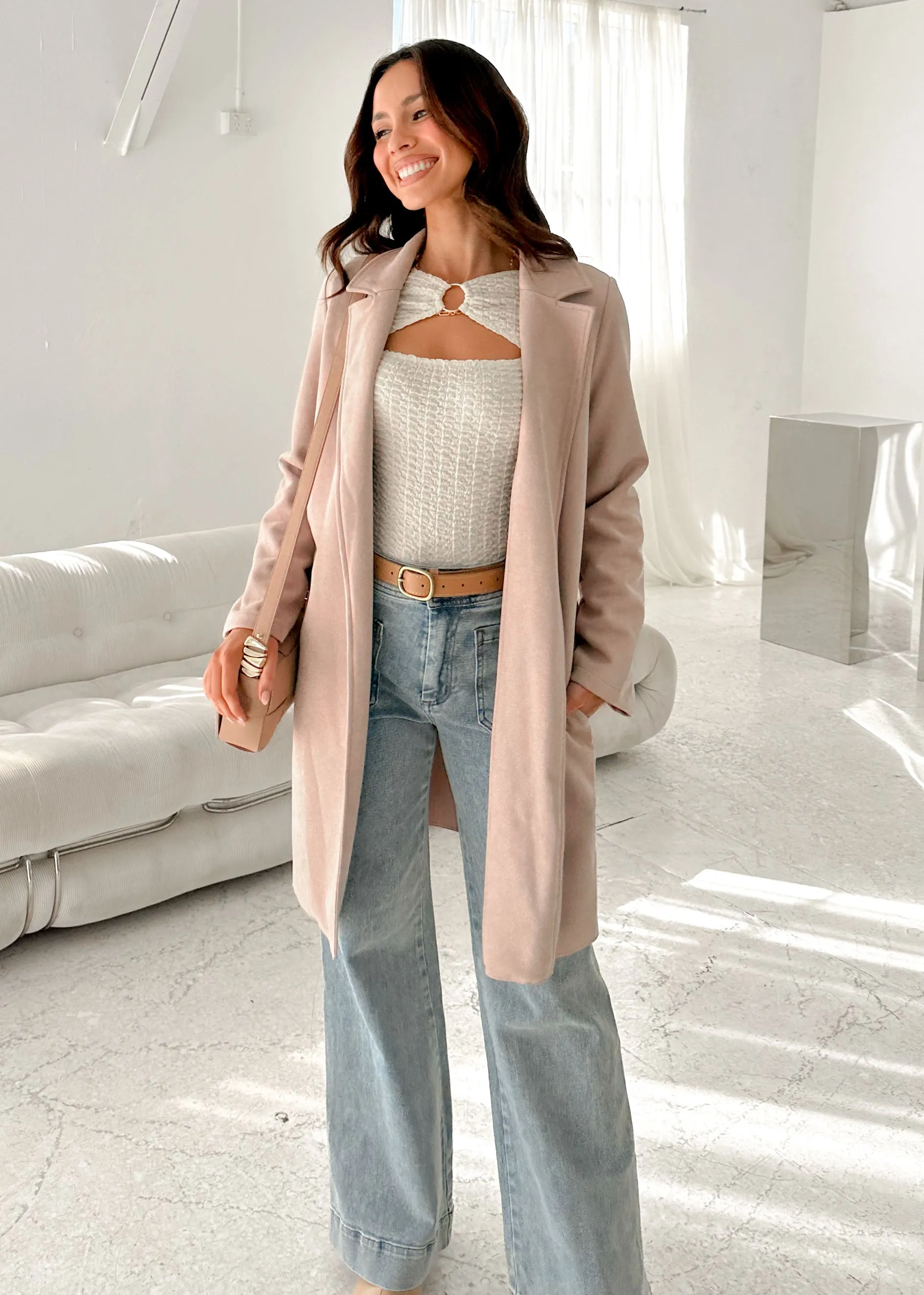 Brooklyn Suede Coatigan - Blush sold by Gingham & Heels product image thumbnail 3