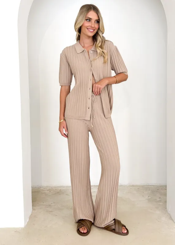 Etra Knit Pants - Beige sold by Gingham & Heels