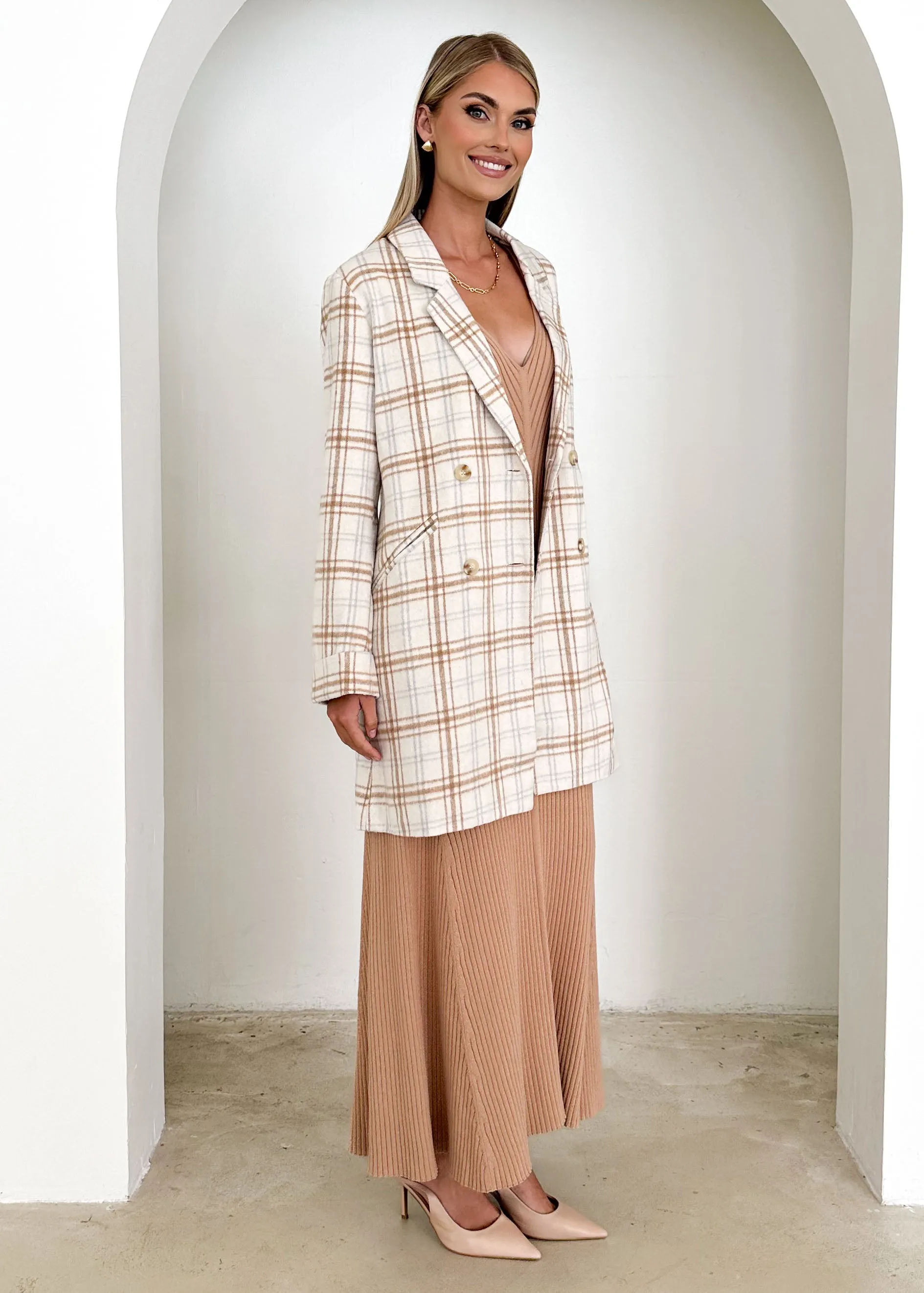 Zolla Coat - Beige Check sold by Gingham & Heels product image thumbnail 4
