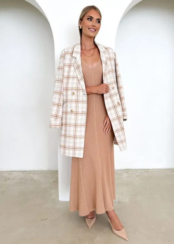 Zolla Coat - Beige Check sold by Gingham & Heels