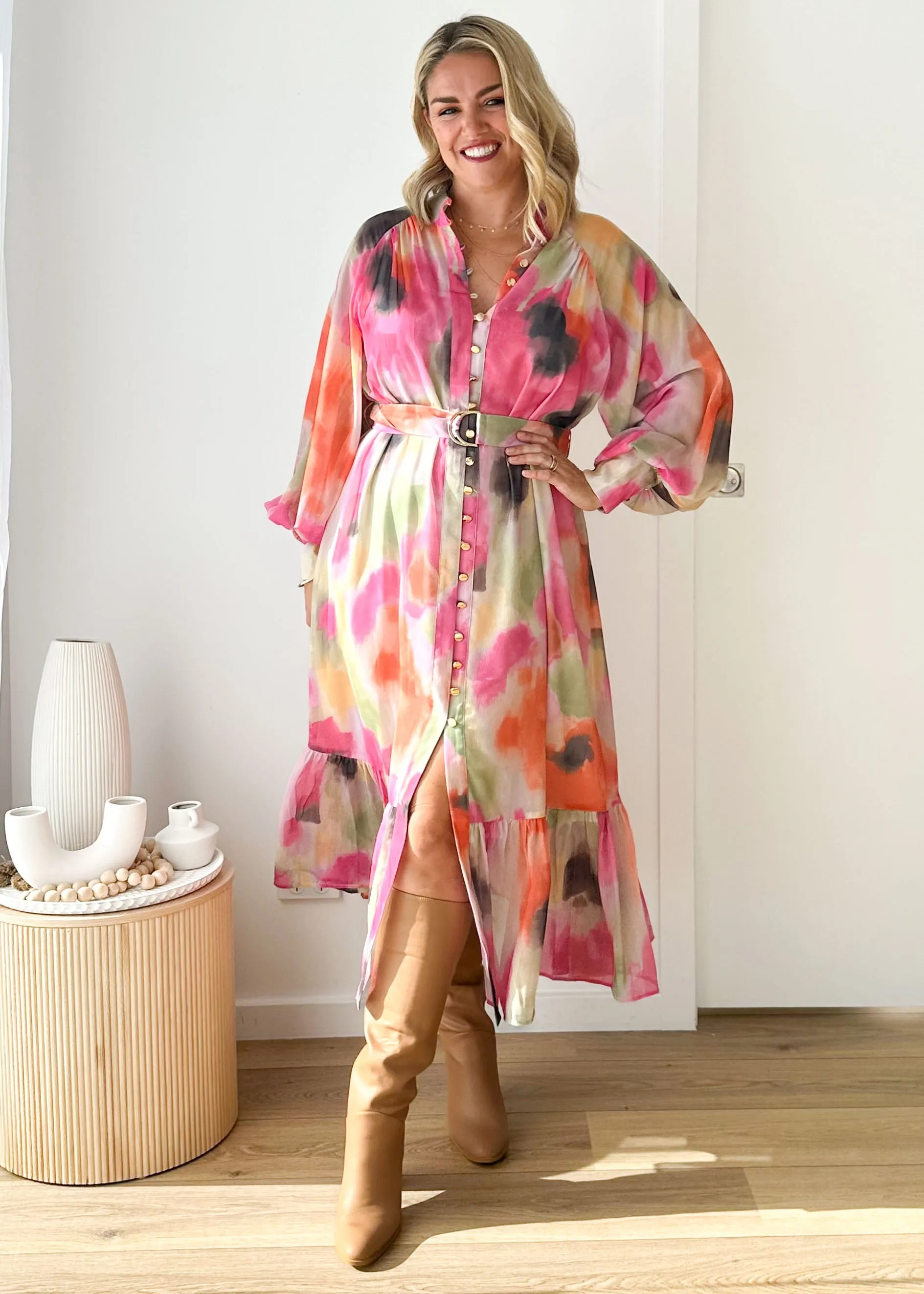 Sadie Midi Dress - Pink Splash sold by Gingham & Heels product image thumbnail 4