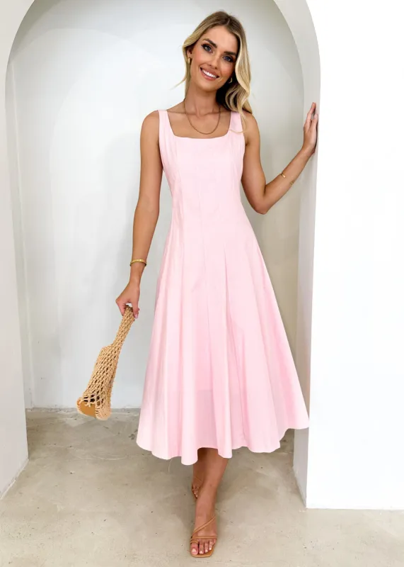 Garten Midi Dress - Pink sold by Gingham & Heels