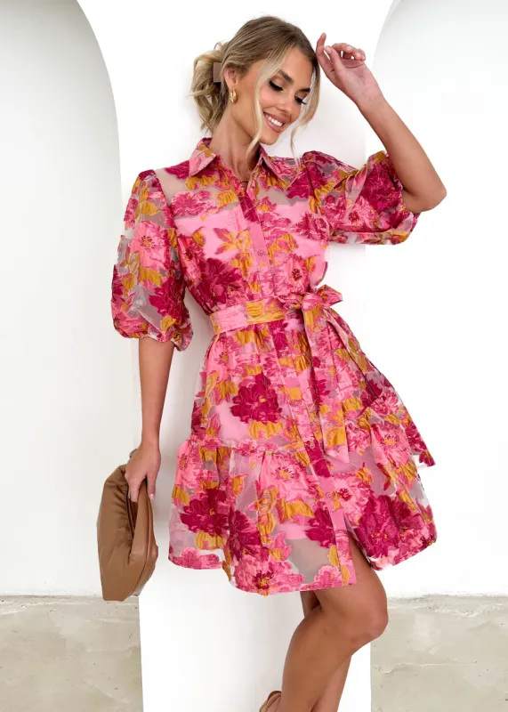 Lunnia Dress - Pink Floral sold by Gingham & Heels
