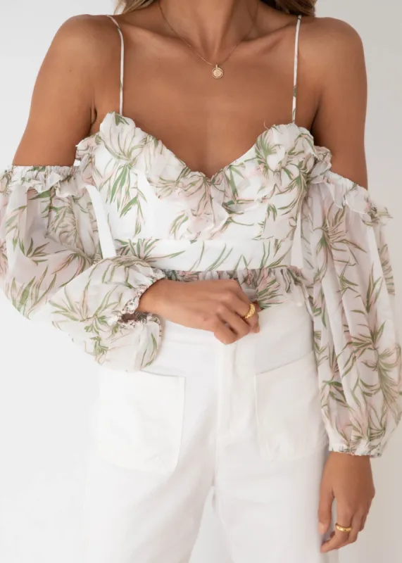 Feelin Peachy Crop - White Palms sold by Gingham & Heels