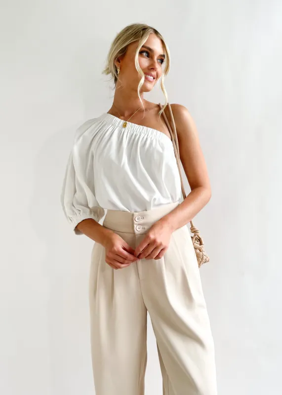 Blakie One Shoulder Top - Off White sold by Gingham & Heels