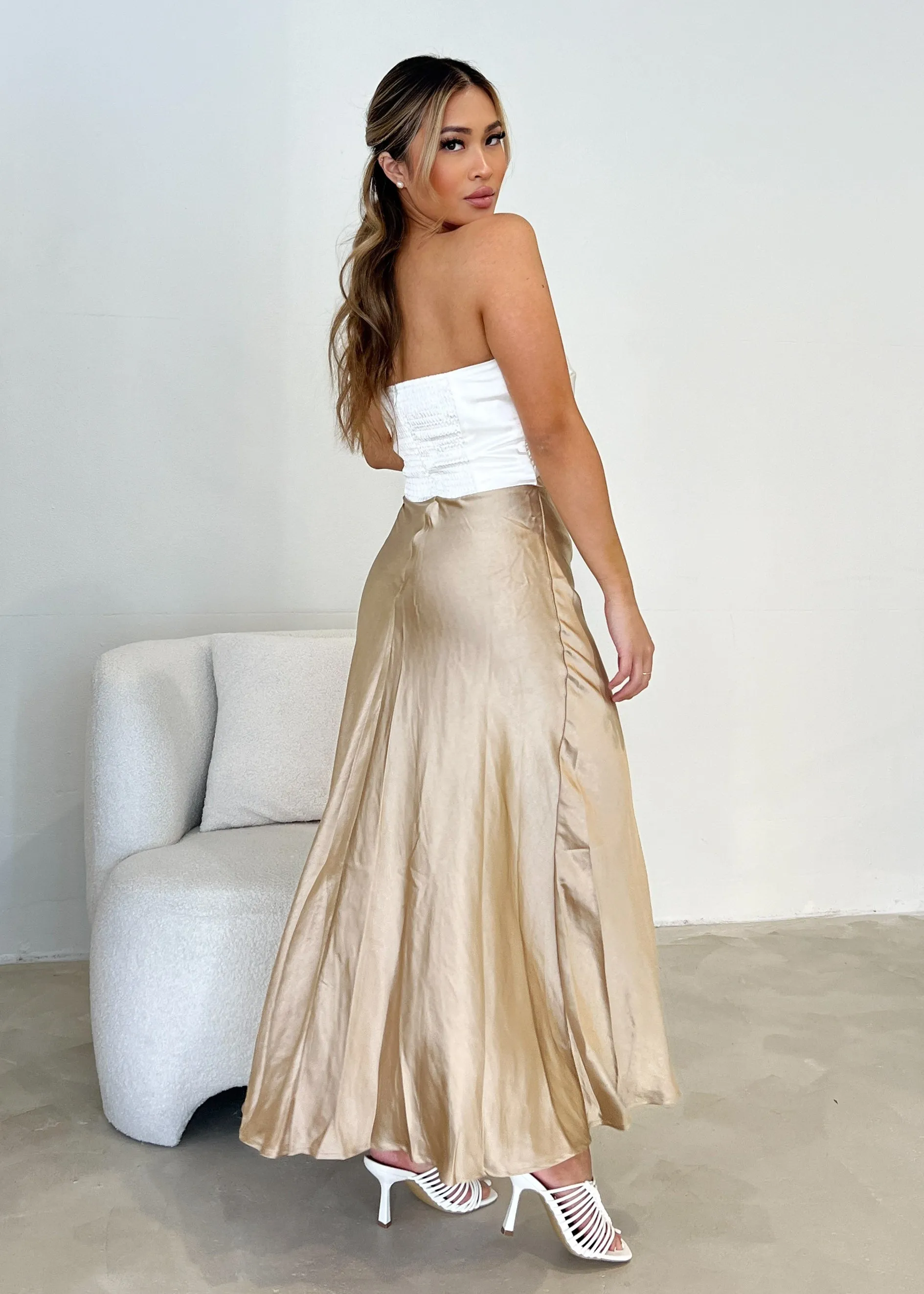 Luella Strapless Midi Dress - Gold sold by Gingham & Heels product image thumbnail 3