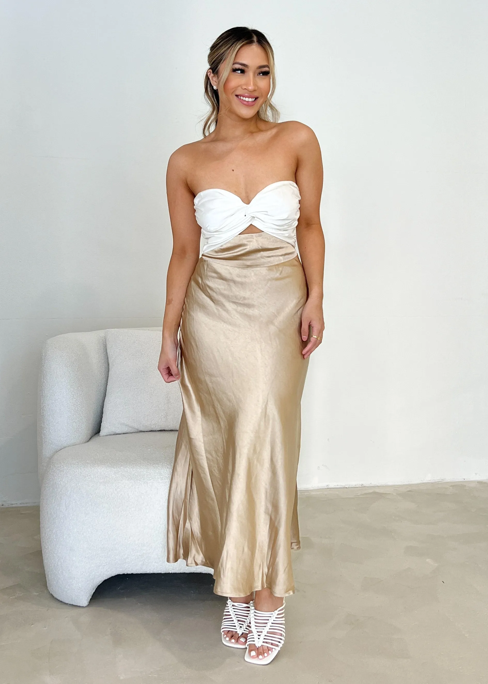 Luella Strapless Midi Dress - Gold sold by Gingham & Heels product image thumbnail 2