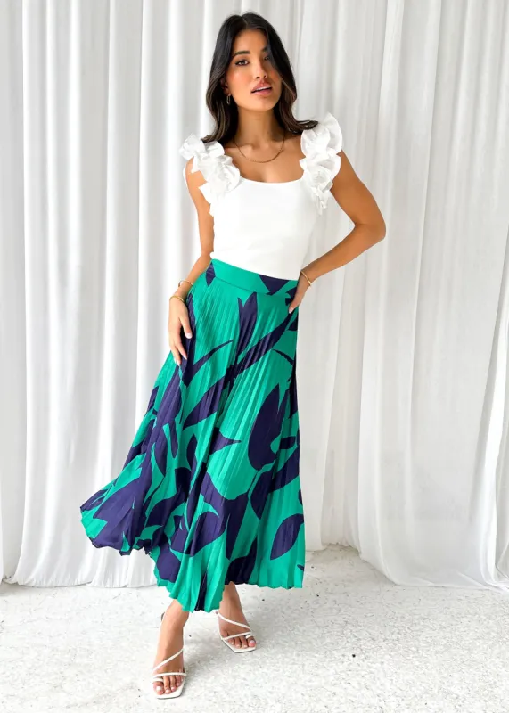 Lylia Midi Skirt - Emerald Leaf sold by Gingham & Heels