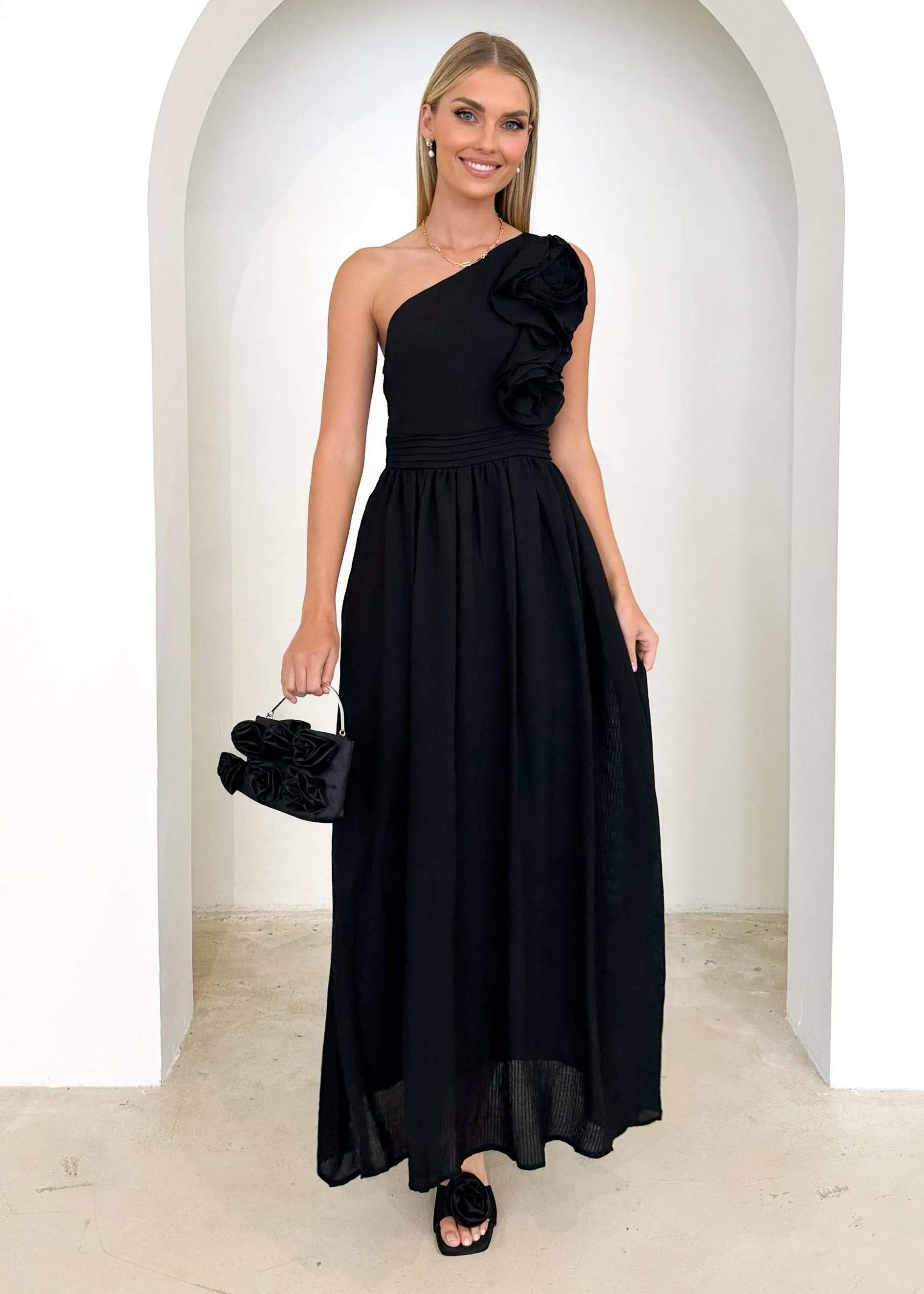 Essja One Shoulder Midi Dress - Black sold by Gingham & Heels product image thumbnail 5