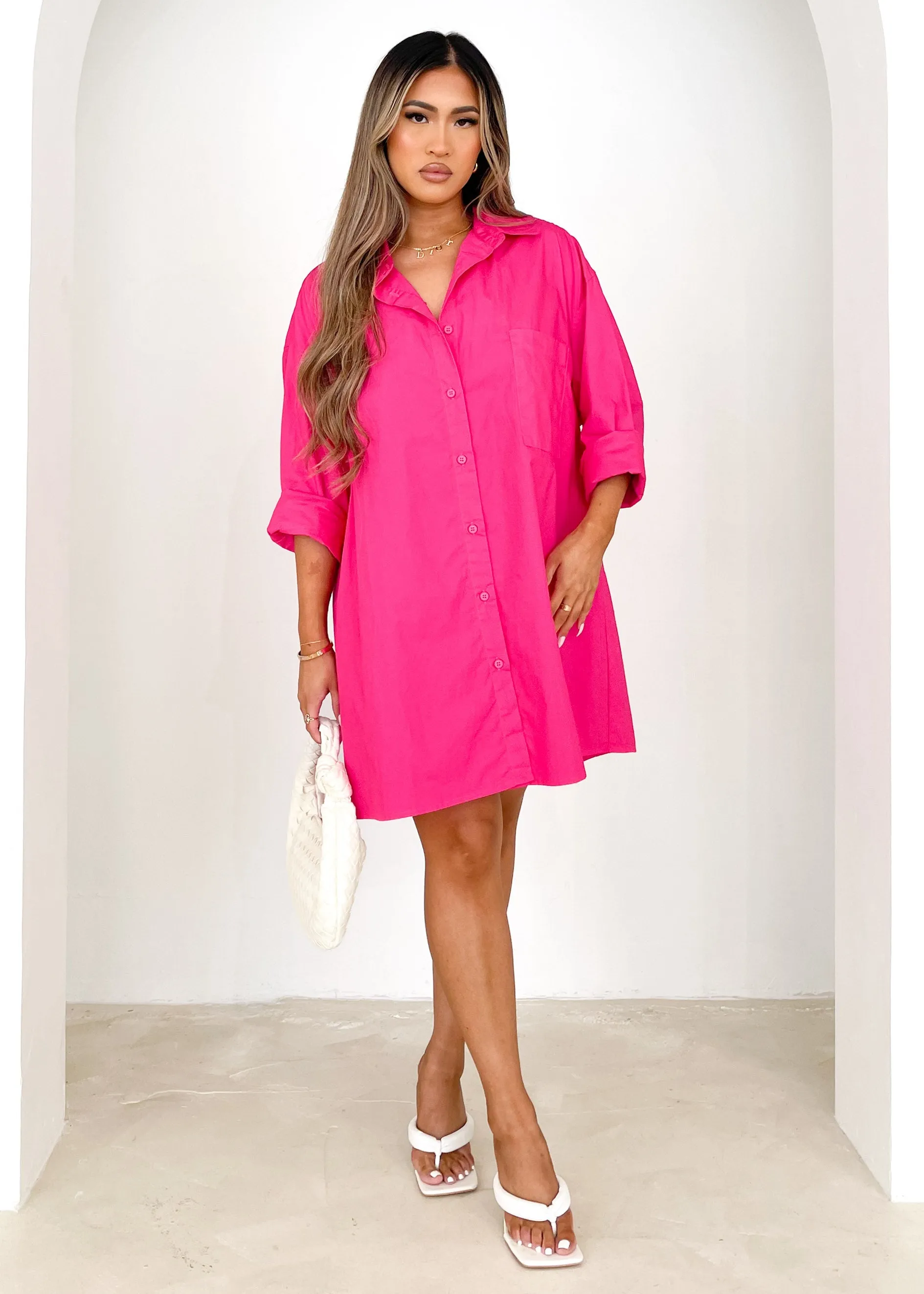 Micaela Shirt Dress - Fushcia sold by Gingham & Heels product image thumbnail 4