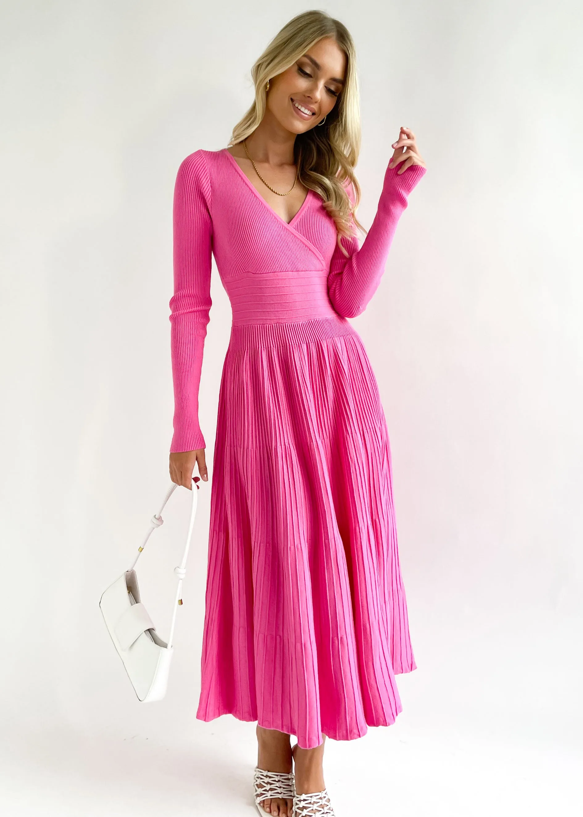 Alise Knit Midi Dress - Magenta sold by Gingham & Heels product image thumbnail 2