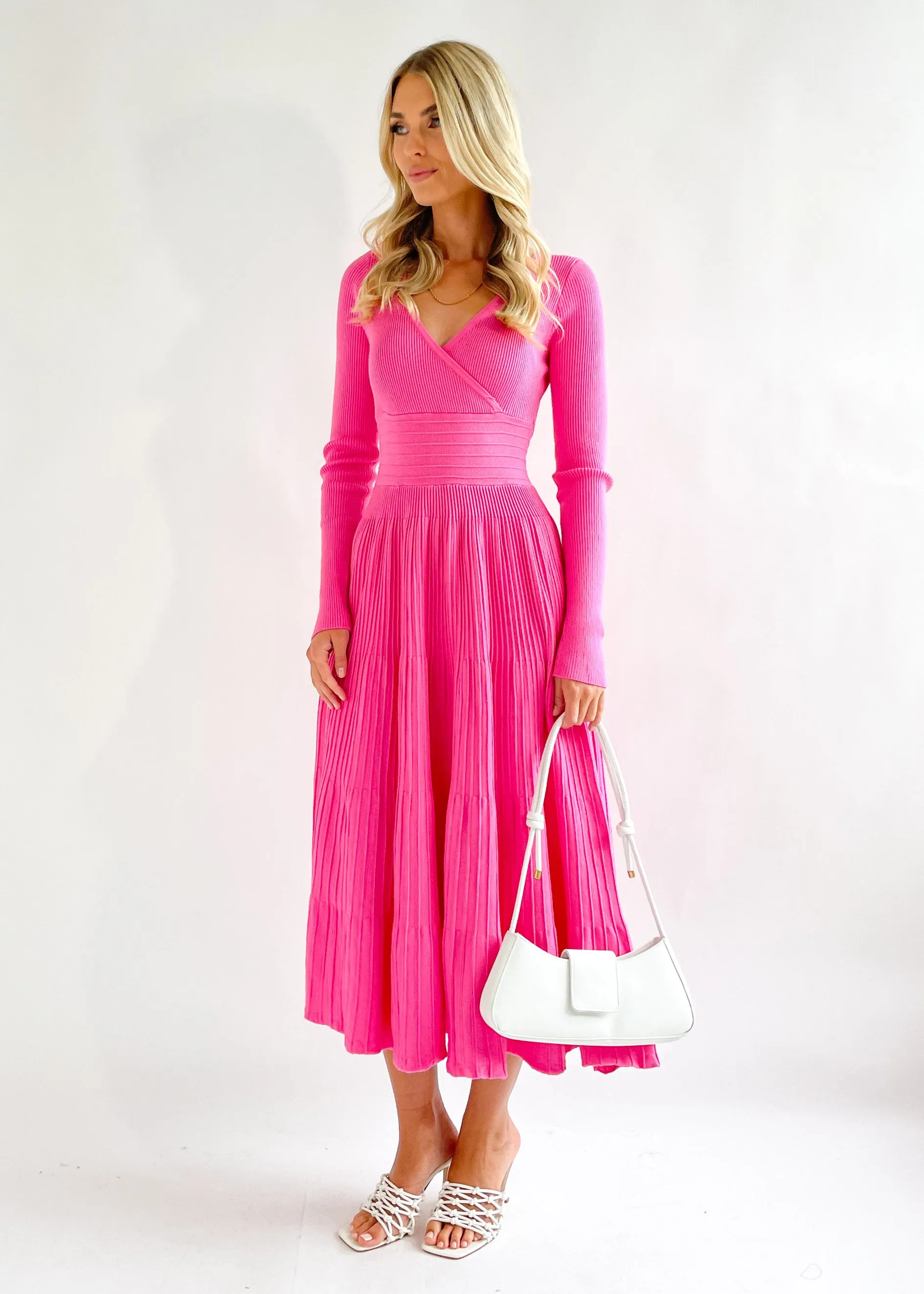 Alise Knit Midi Dress - Magenta sold by Gingham & Heels product image thumbnail 4