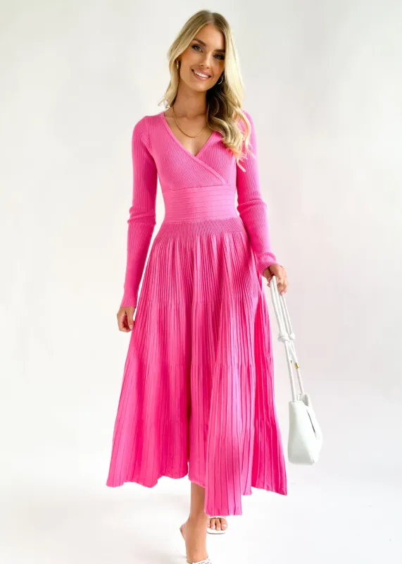 Alise Knit Midi Dress - Magenta sold by Gingham & Heels