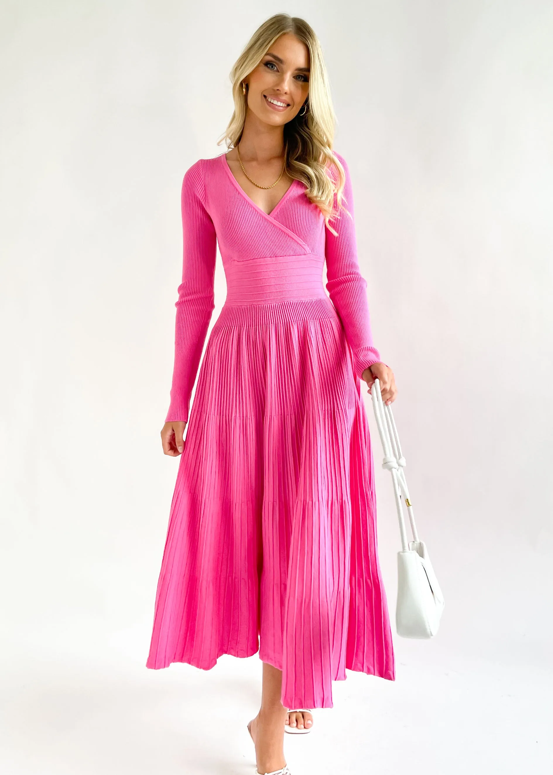Alise Knit Midi Dress - Magenta sold by Gingham & Heels