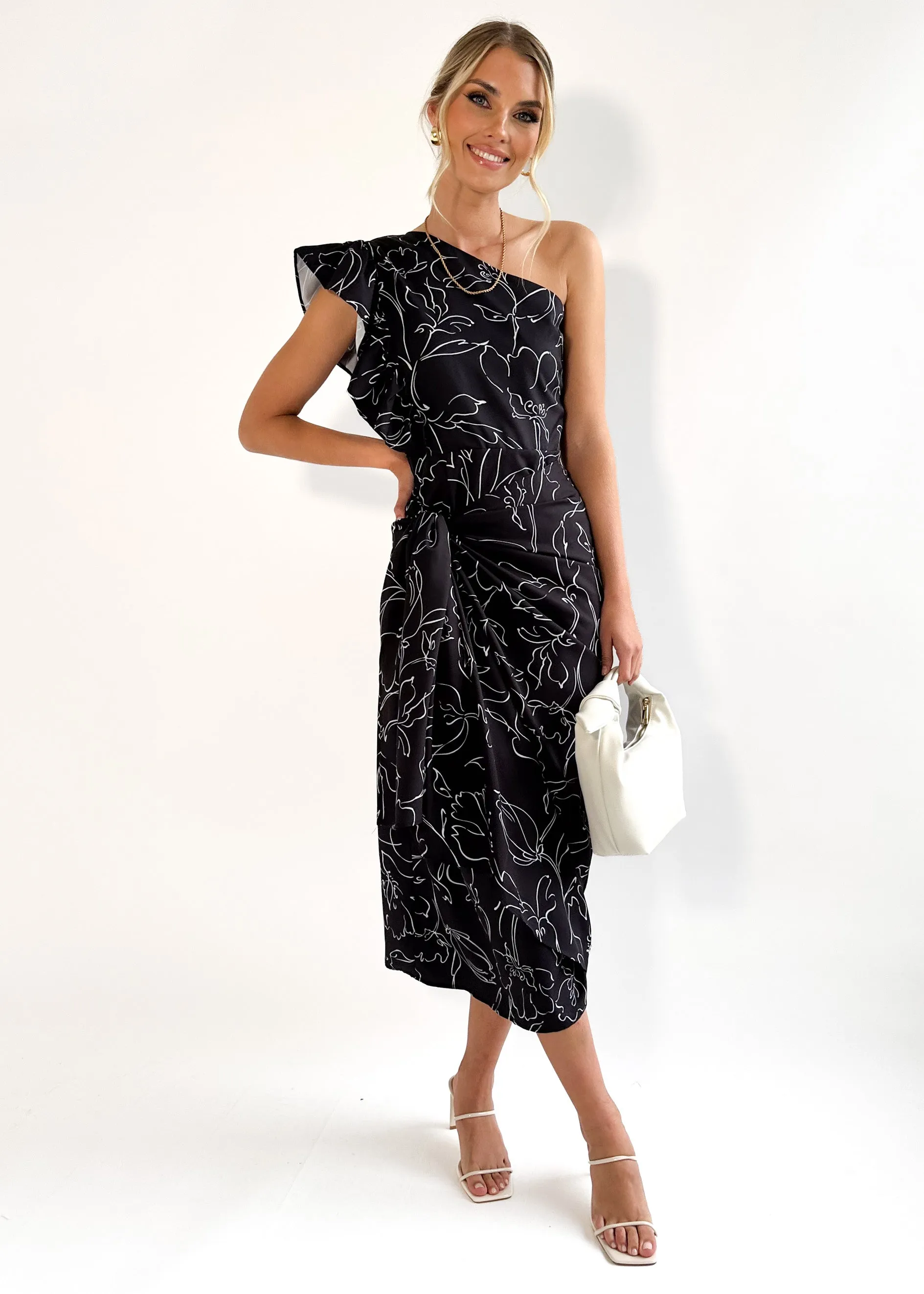 Noumie One Shoulder Midi Dress - Moon River sold by Gingham & Heels product image thumbnail 4