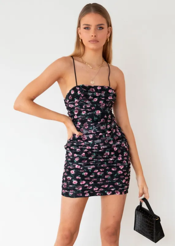 Tounge Tied Dress - Black Floral sold by Gingham & Heels