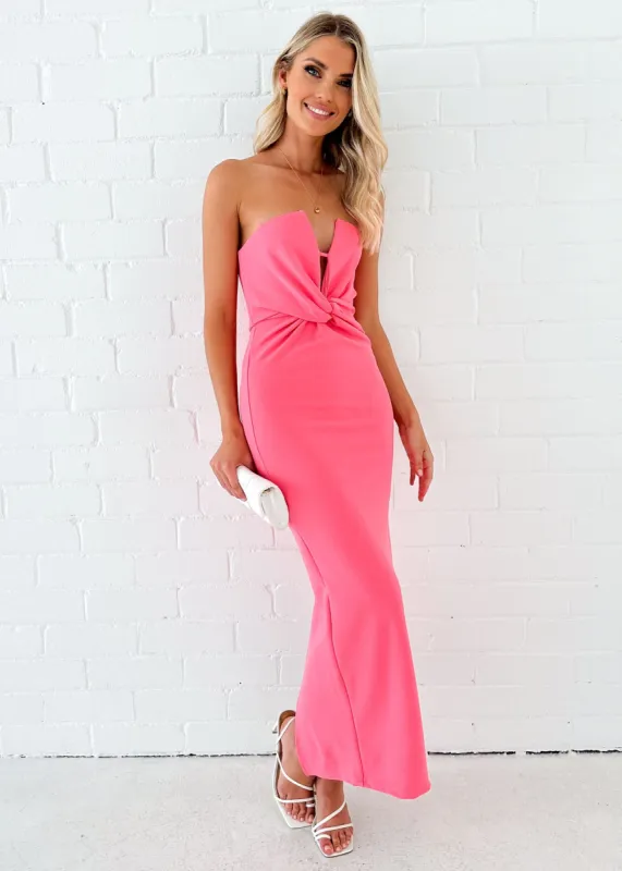 Venezia Strapless Midi Dress - Hot Pink sold by Gingham & Heels