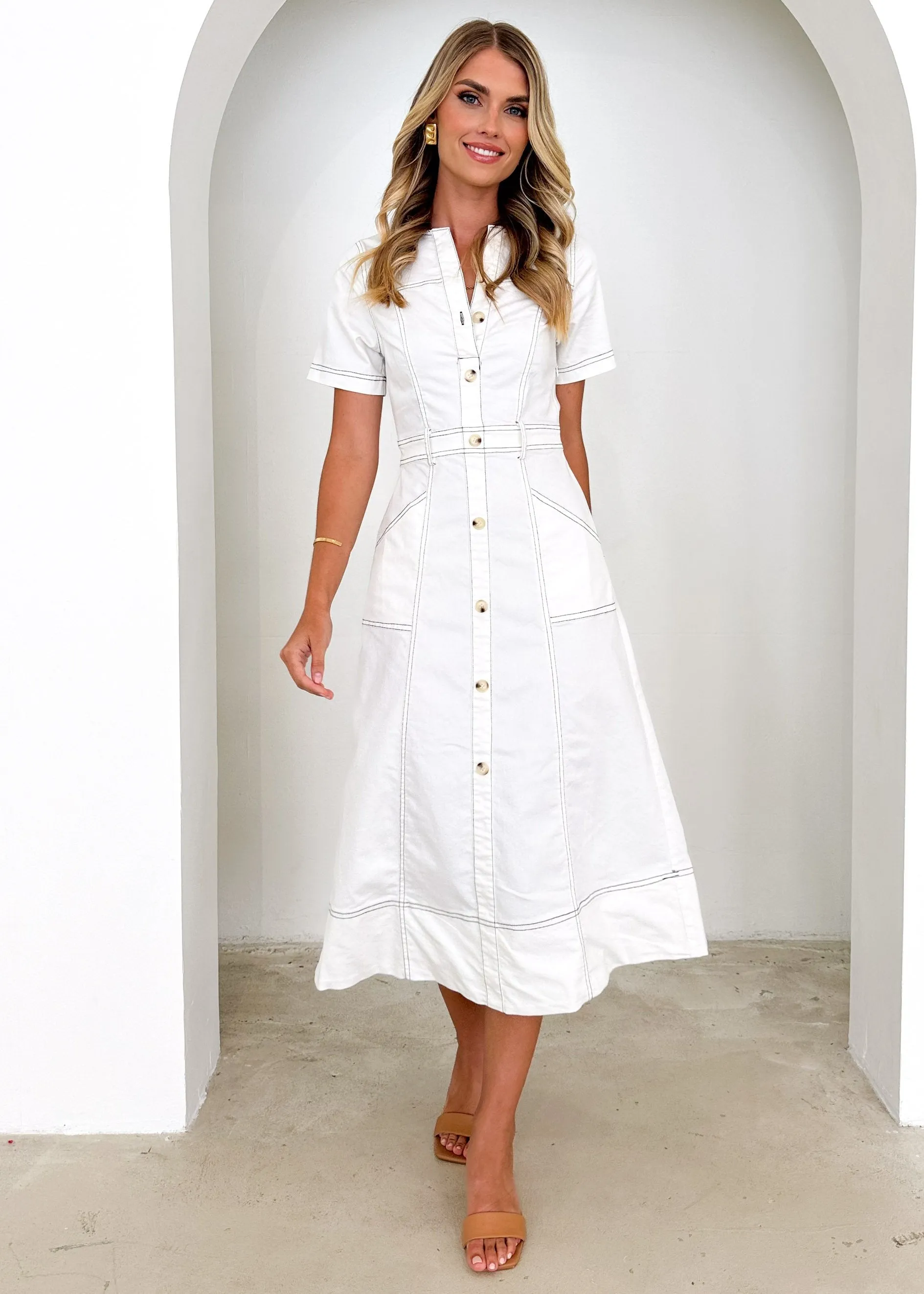Donna Denim Midi Dress - Off White sold by Gingham & Heels product image thumbnail 2