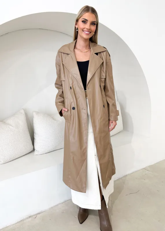Reese Pu Trench - Camel sold by Gingham & Heels