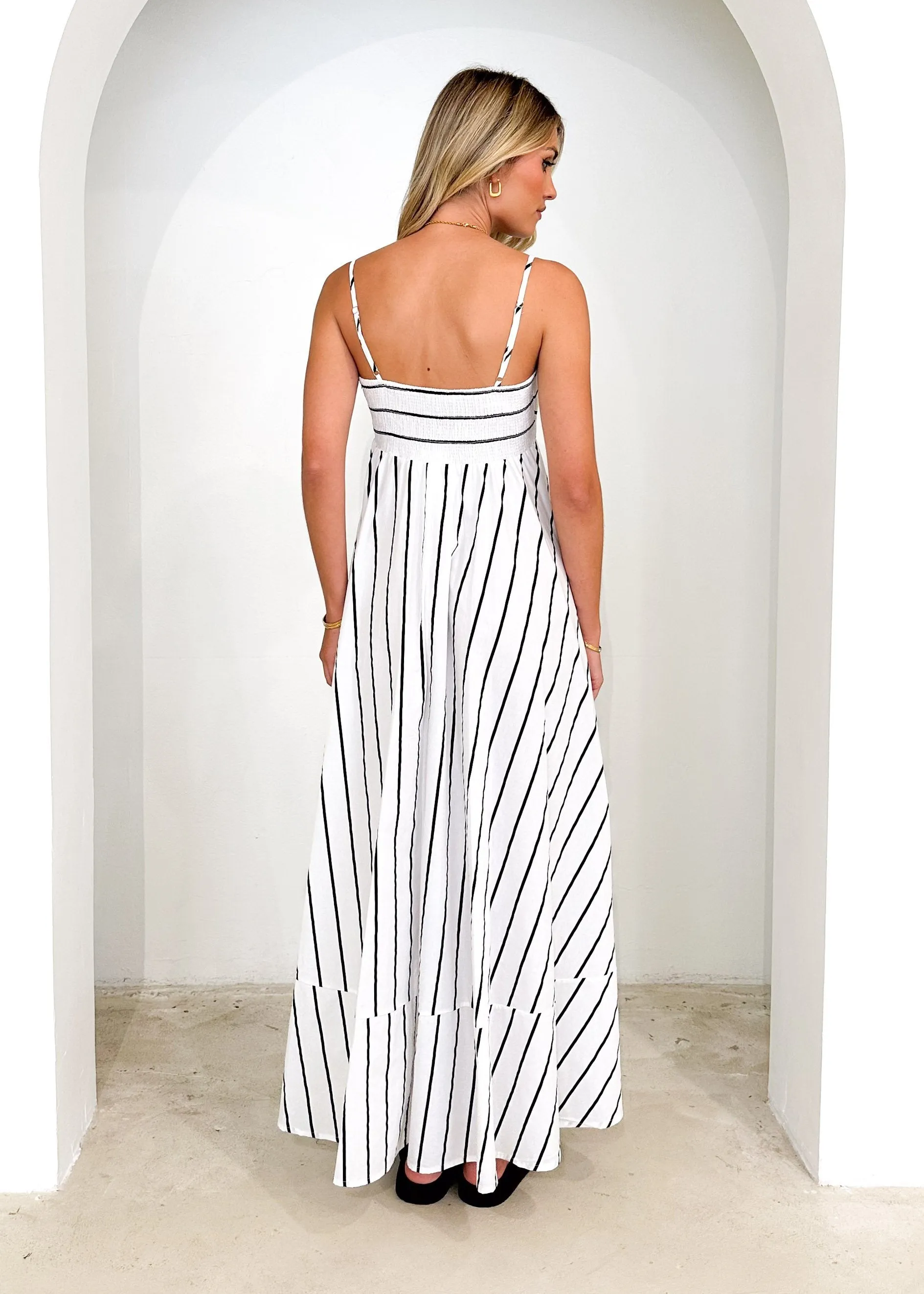 Elide Maxi Dress - White Stripe sold by Gingham & Heels product image thumbnail 5