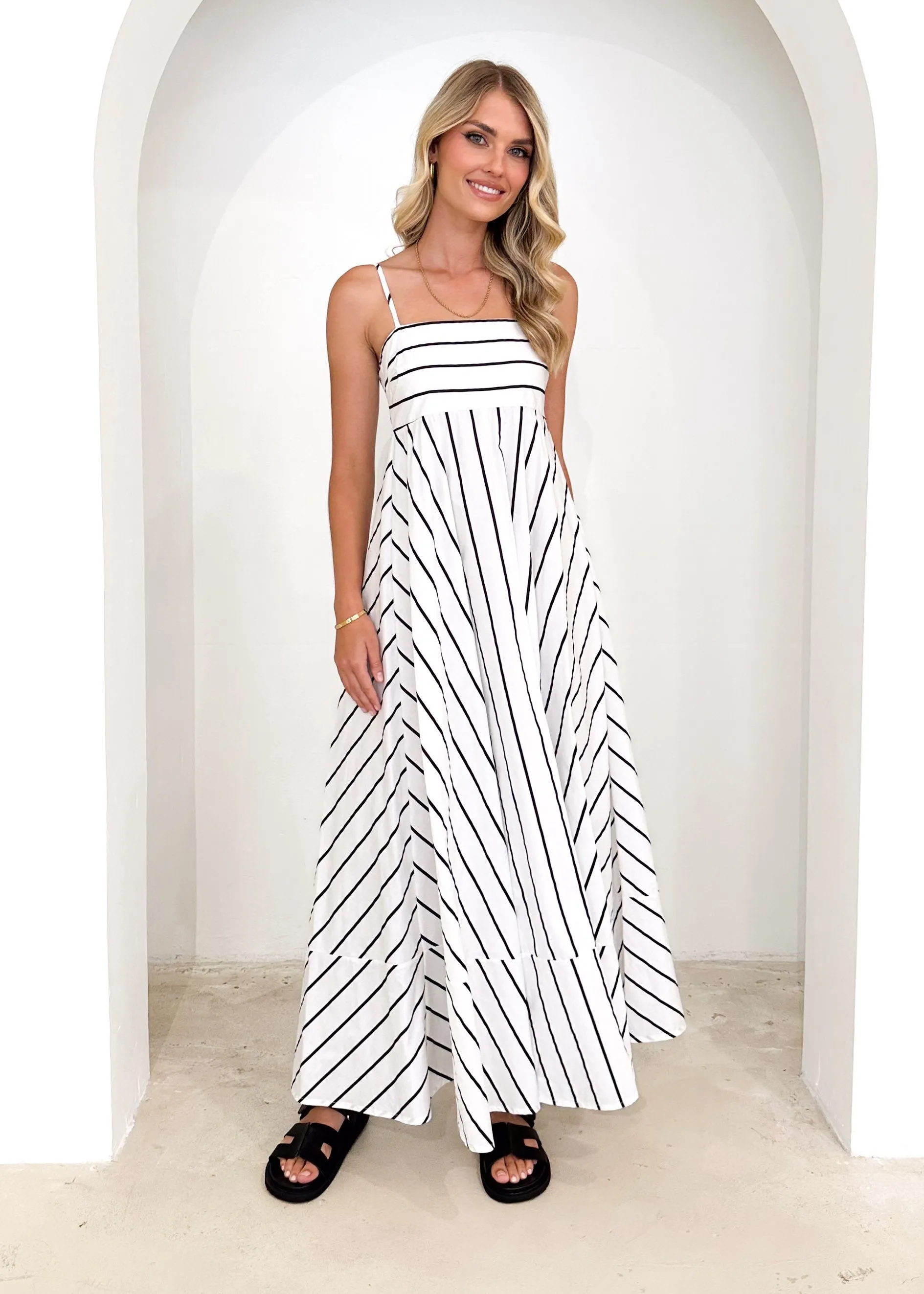 Elide Maxi Dress - White Stripe sold by Gingham & Heels product image thumbnail 2