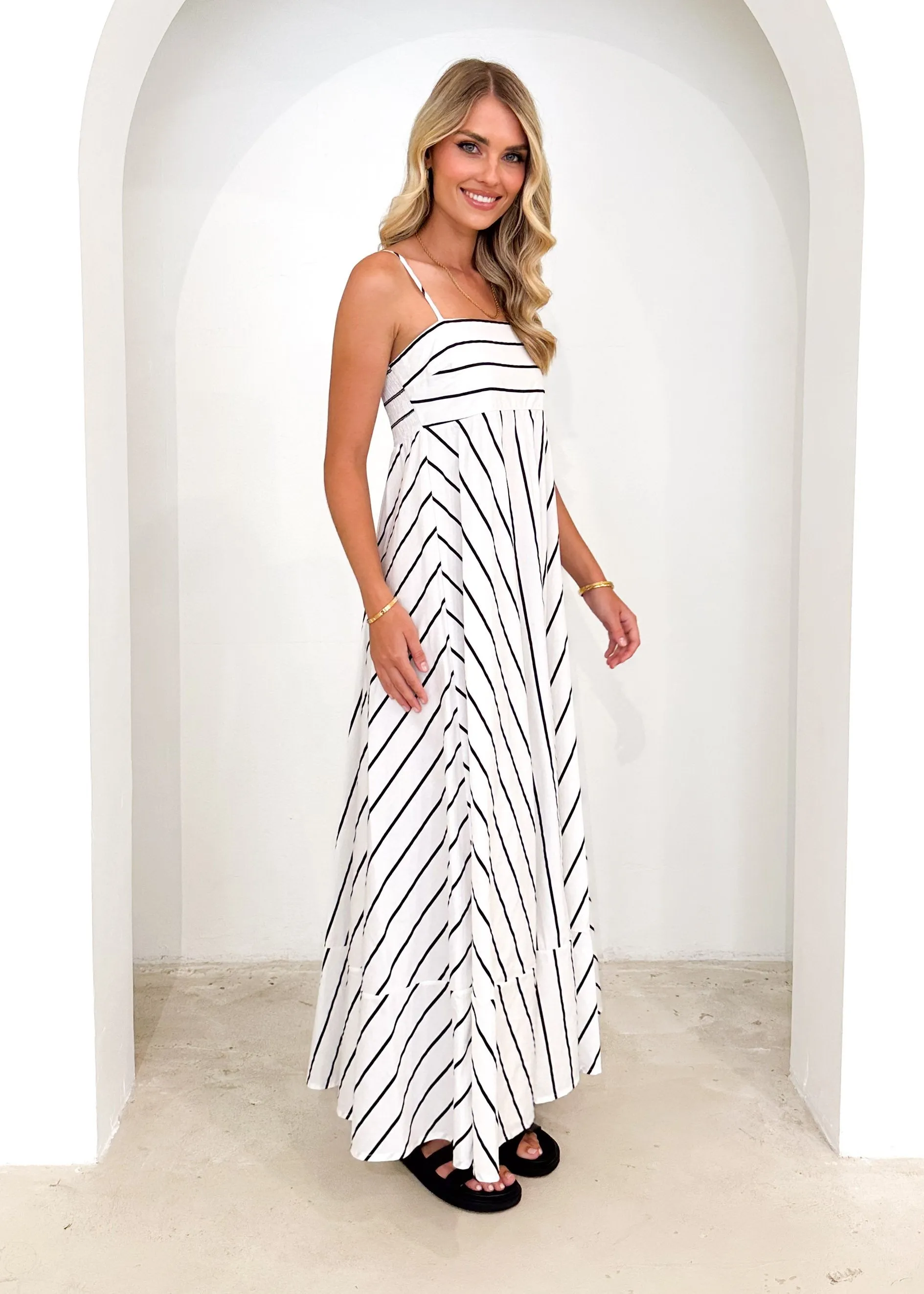 Elide Maxi Dress - White Stripe sold by Gingham & Heels product image thumbnail 4