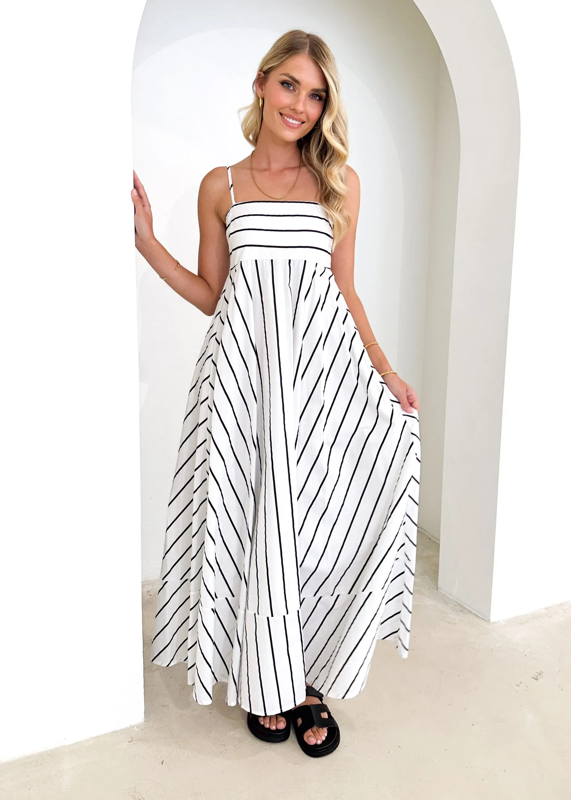 Elide Maxi Dress - White Stripe sold by Gingham & Heels product image thumbnail 3