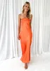Xyla Strapless Midi Dress - Orange sold by Gingham & Heels