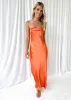 Xyla Strapless Midi Dress - Orange sold by Gingham & Heels