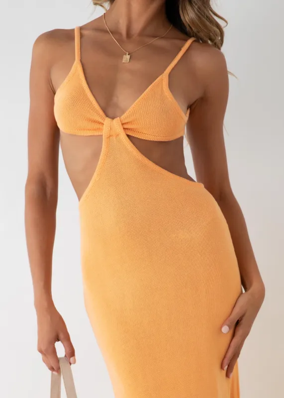 Paramount Cut Out Midi Dress - Tangerine sold by Gingham & Heels
