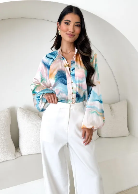 Solarre Shirt - Aqua Splash sold by Gingham & Heels