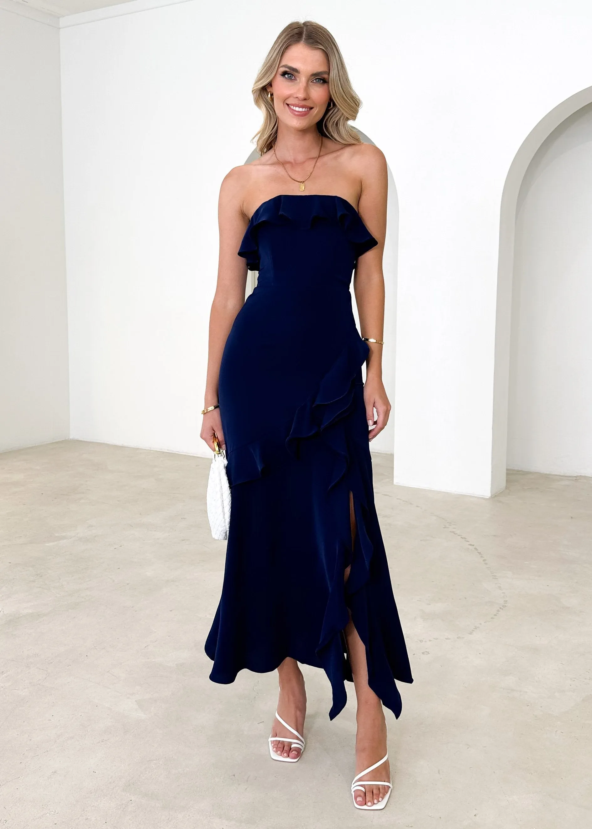 Camrey Strapless Midi Dress - Navy sold by Gingham & Heels product image thumbnail 3