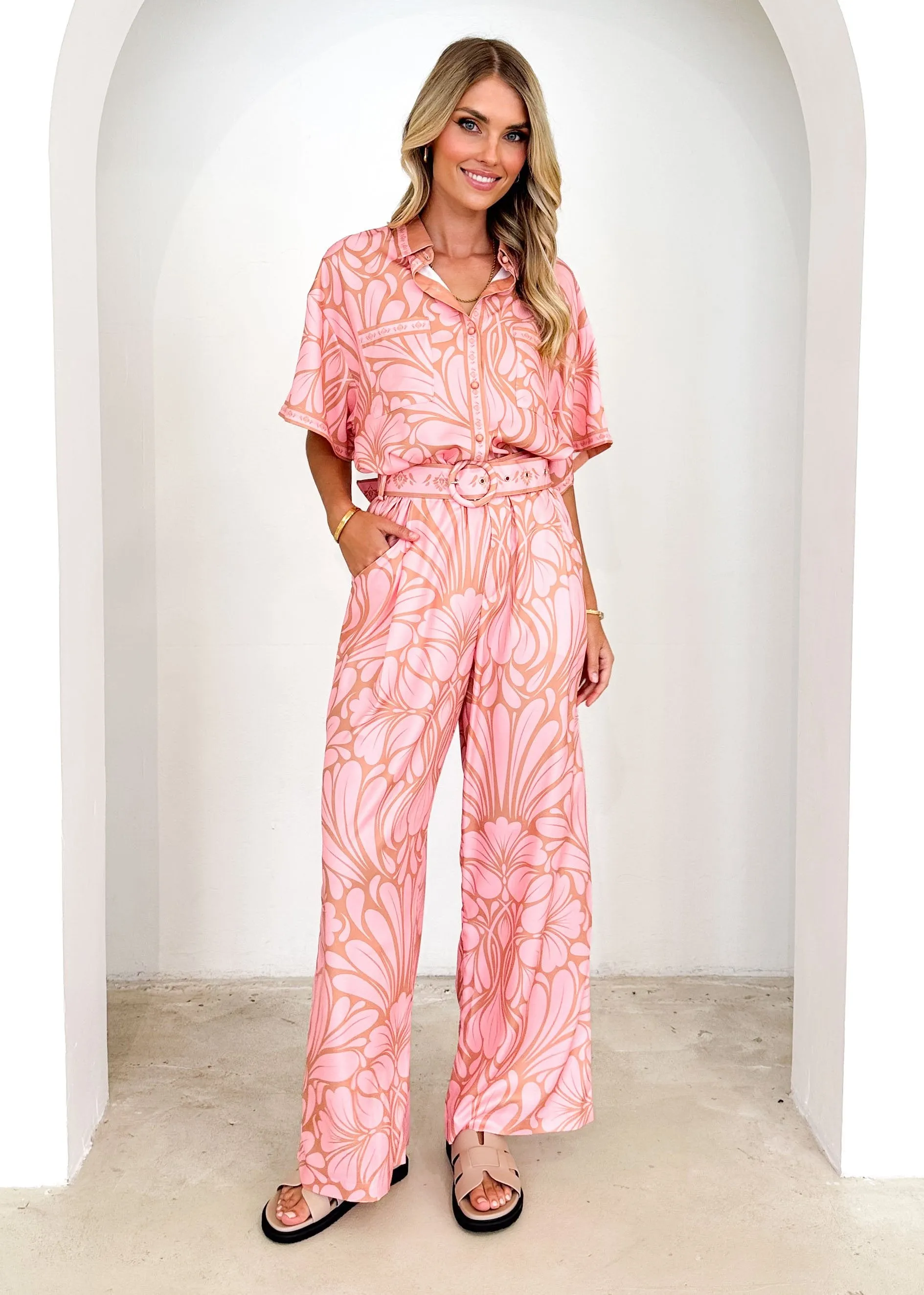 Falia Pants - Peach Abstract sold by Gingham & Heels product image thumbnail 5