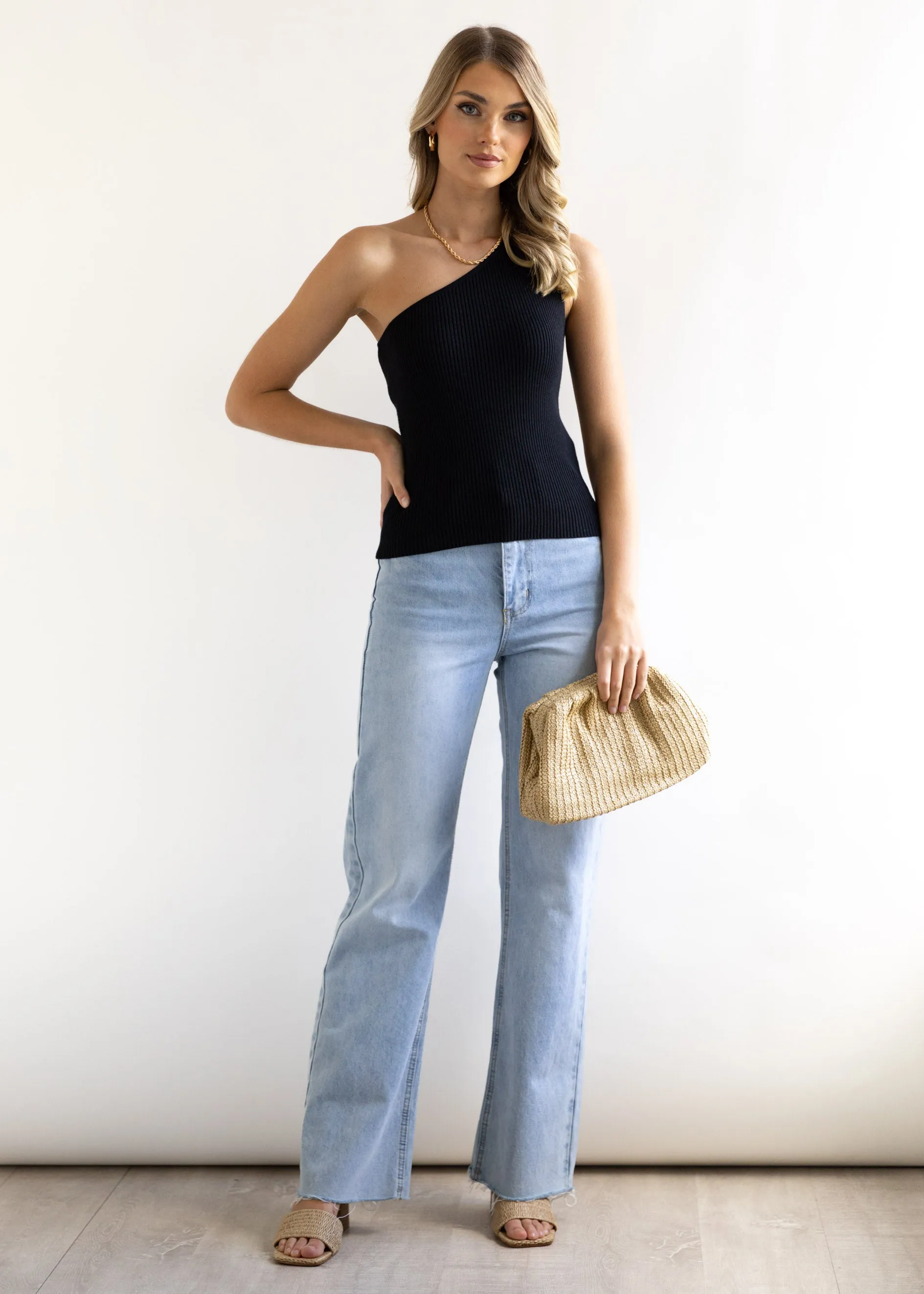 Tiah One Shoulder Knit Top - Black sold by Gingham & Heels product image thumbnail 5