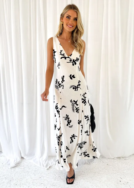 Saira Maxi Dress - Cream Bari sold by Gingham & Heels