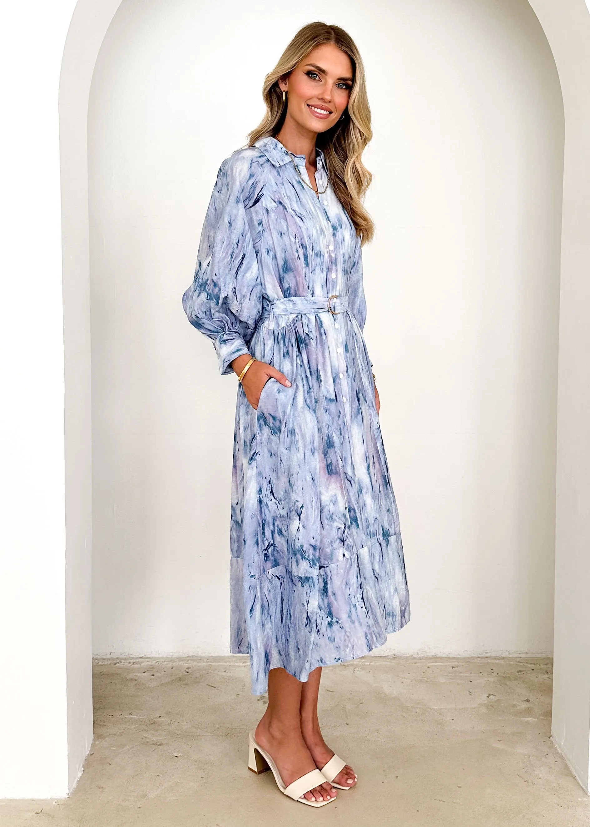 Bonnie Midi Dress - Blue Splash sold by Gingham & Heels product image thumbnail 4