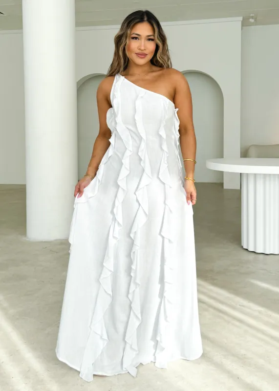 Madro One Shoulder Midi Dress - Off White sold by Gingham & Heels