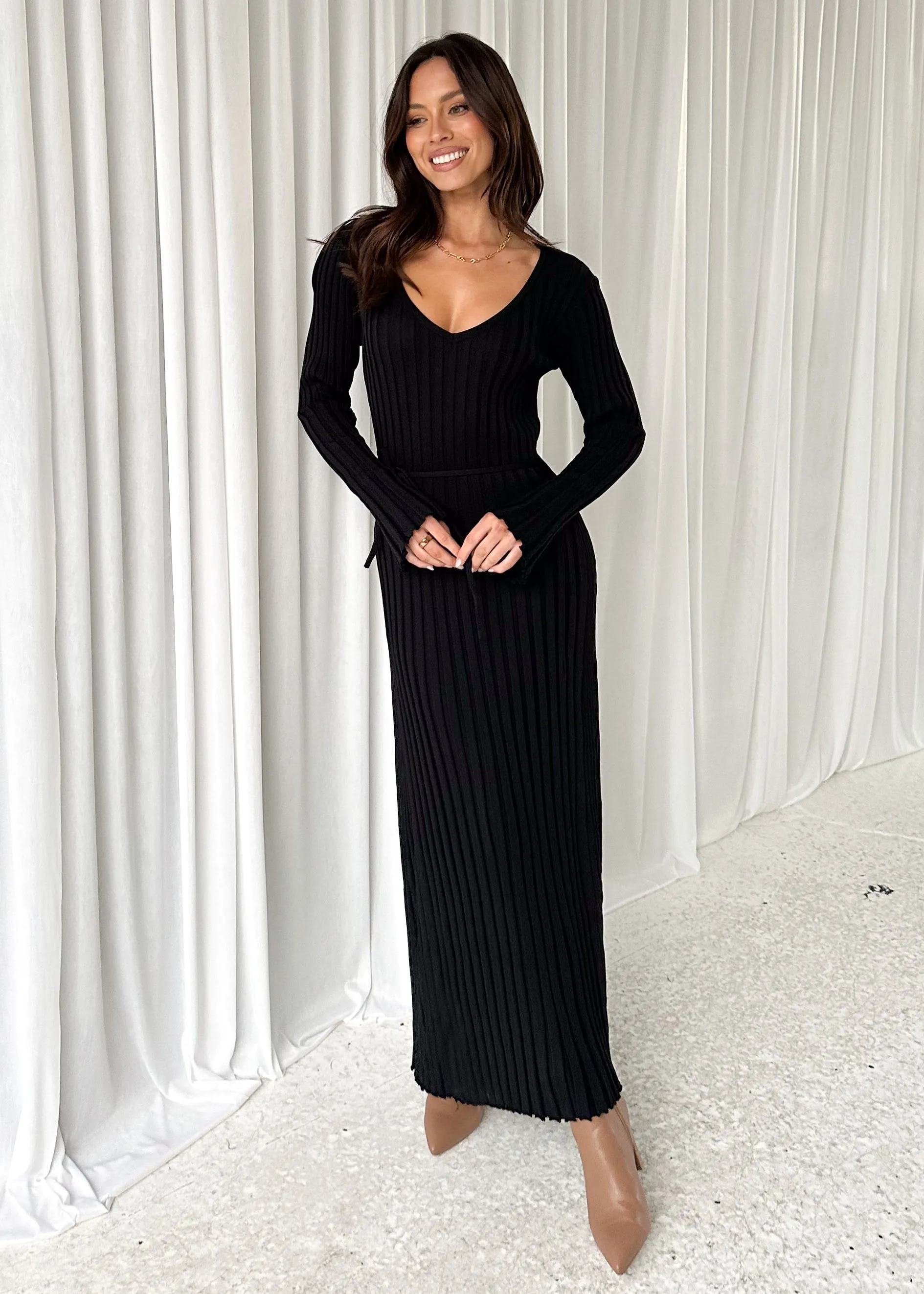 Norah Knit Maxi Dress - Black sold by Gingham & Heels product image thumbnail 3