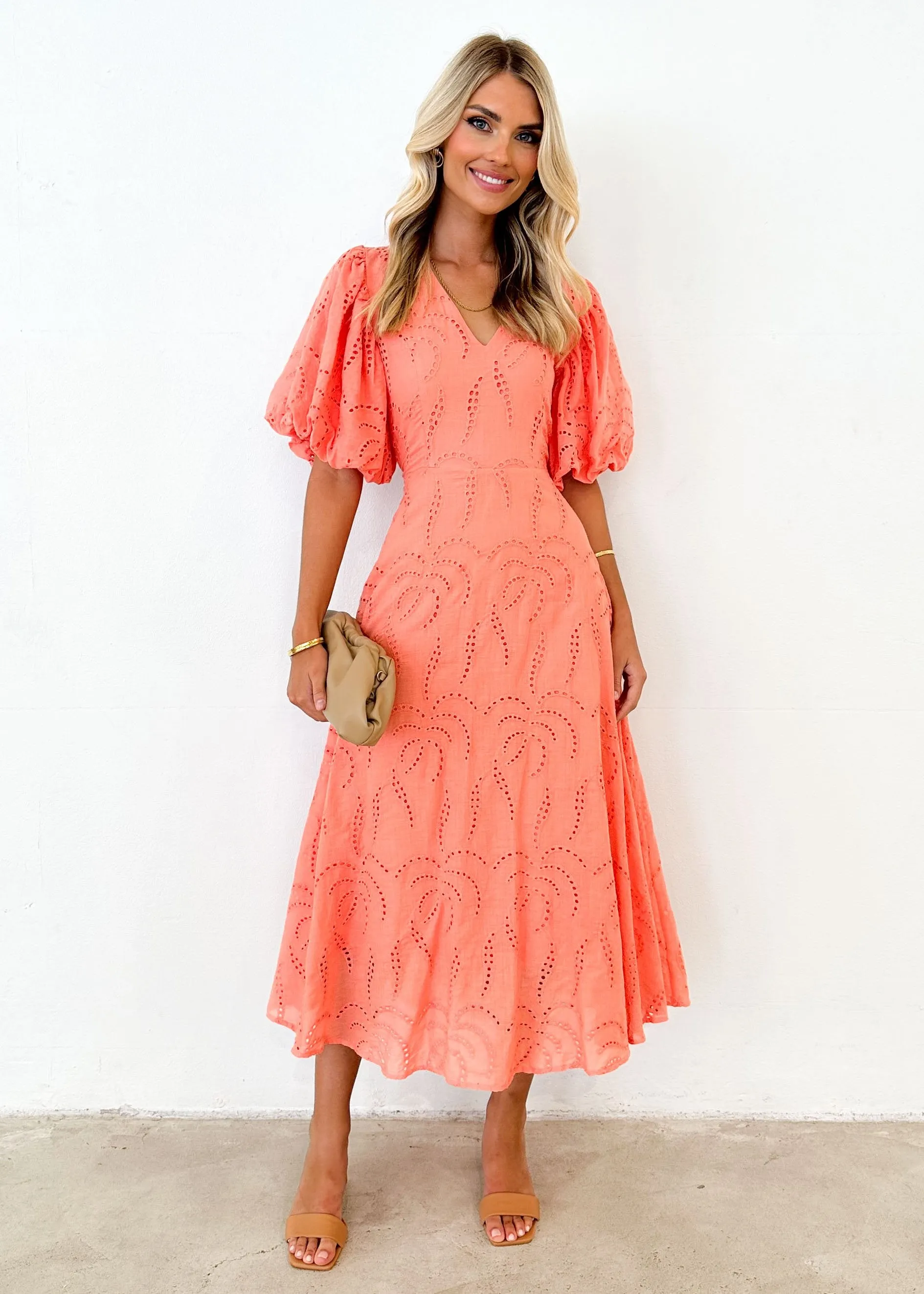 Antonio Midi Dress - Peach Anglaise sold by Gingham & Heels product image thumbnail 3