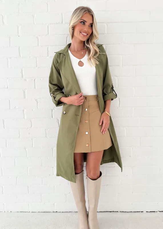 Alida Trench Coat - Khaki sold by Gingham & Heels